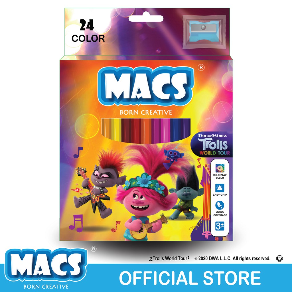 

Macs 24 Color Pencil/Pensil Warna 24 Trolls World Tour The Movie