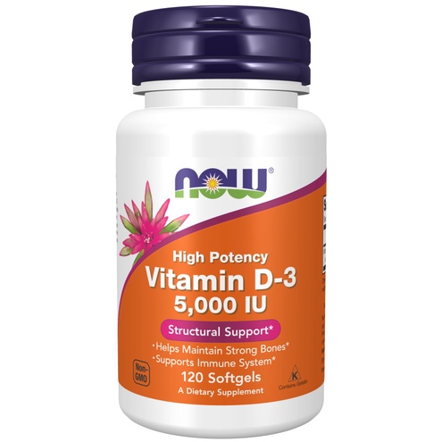 NOW FOODS Vitamin D3 5000 IU High Potency 120 softgel - Vit D Impor MADE IN USA