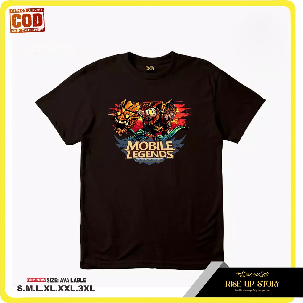 [RiseUp Story] T-SHIRT KAOS KATUN DISTRO MURAH PRIA WANITA BAJU GAMERS ML MOBILE LEGEND - GATOT KACA
