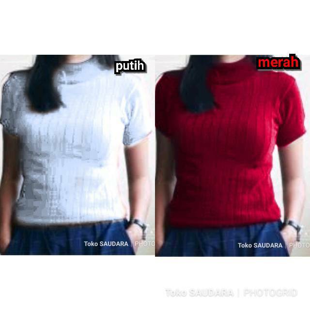 turtelneck Sweater short (rajut lengan pendek wanita)