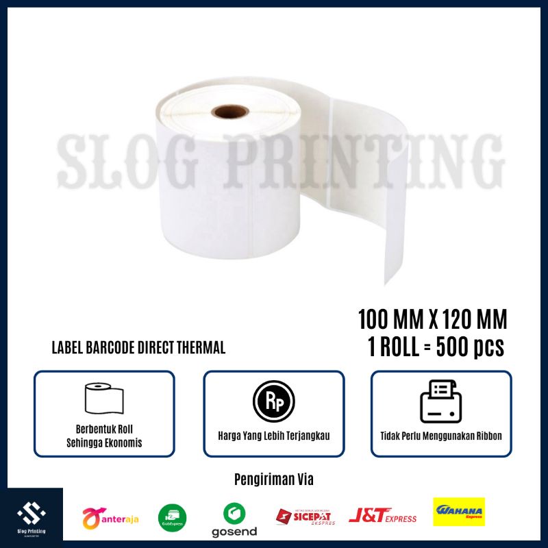 

Sticker Stiker Label Barcode Direct Thermal 100 mm x 120 mm ( 1 Roll = 500 pcs )