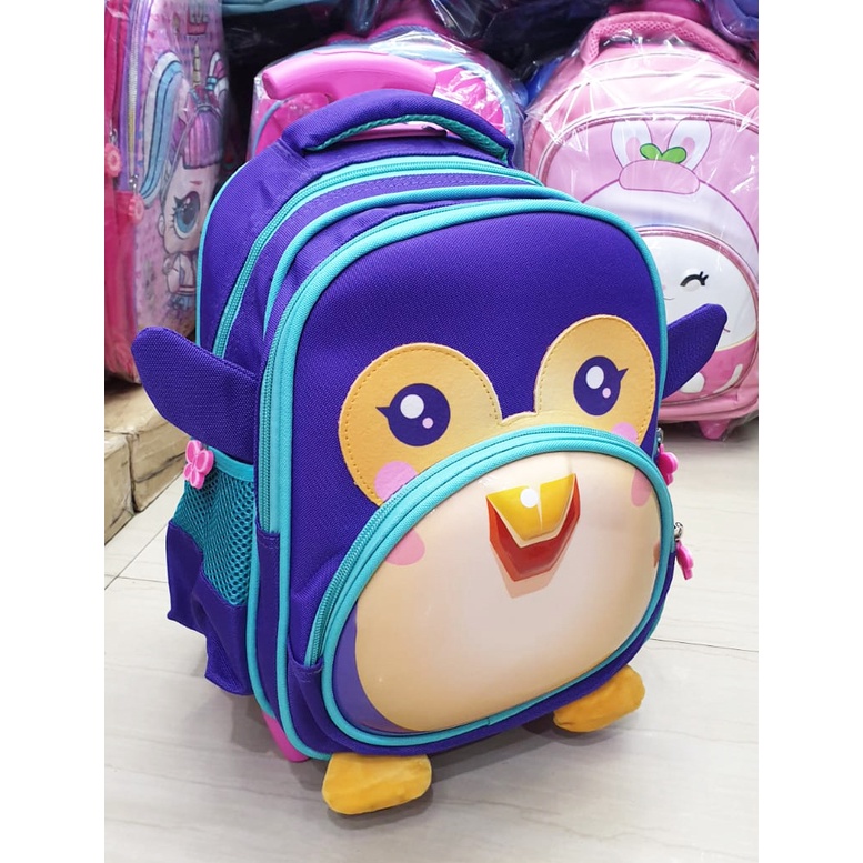 PROMO 10.10 TROLLEY TROLI DORONG TK / PAUD / SD TAS ANAK SEKOLAH PEREMPUAN DAN LAKI LAKI GAMBAR HEWAN ANIMAL LUCU GEMEZ 3 RESLETING IMPORT Dino Luwi Gemez Cat Happy