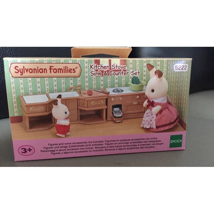 sylvanian families kitchen stove sink and counter set