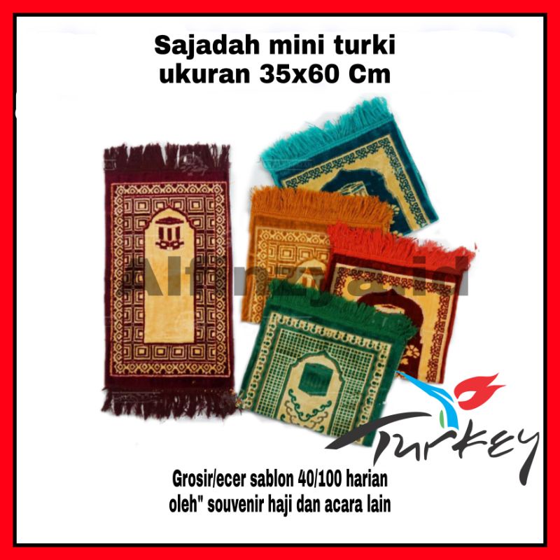 Sajadah anak/sajadah kecil muka travel turki bludru ukuran 35x65 cm-8