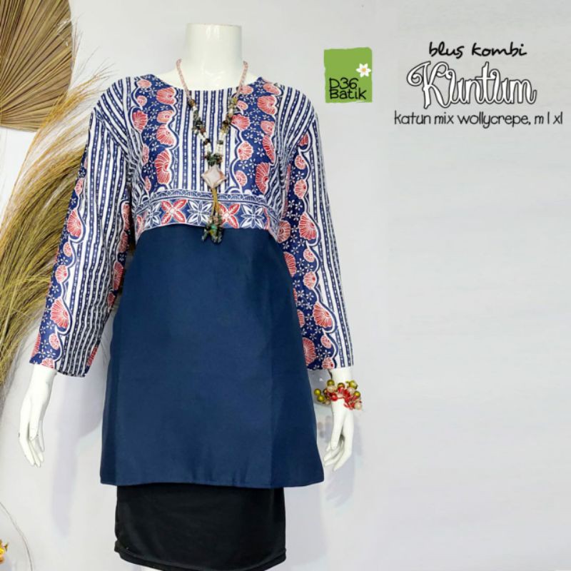 Blus Kombi Kuntum atasan batik wanita modern kasual modern