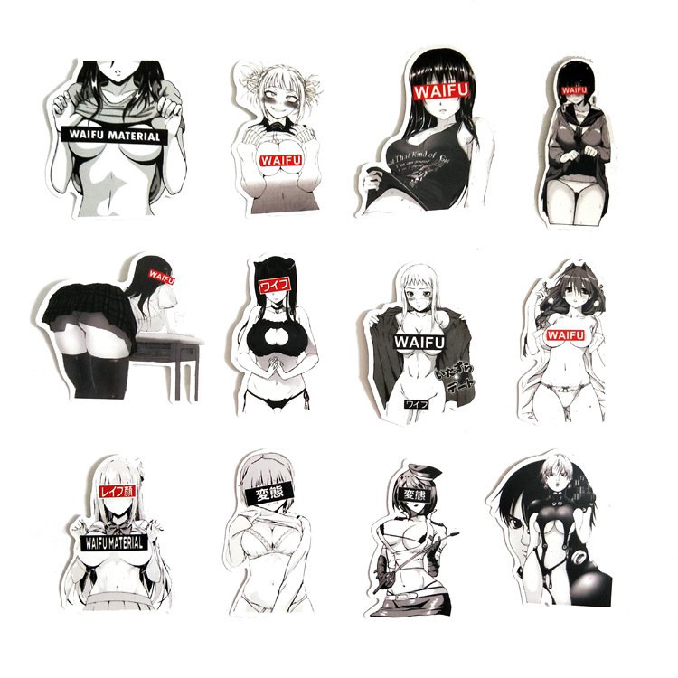 30pcs Waifu Material Vinyl Decal Sticker suitcase laptop Car Truck Anime Hentai Sexy Pinup Mang Girl