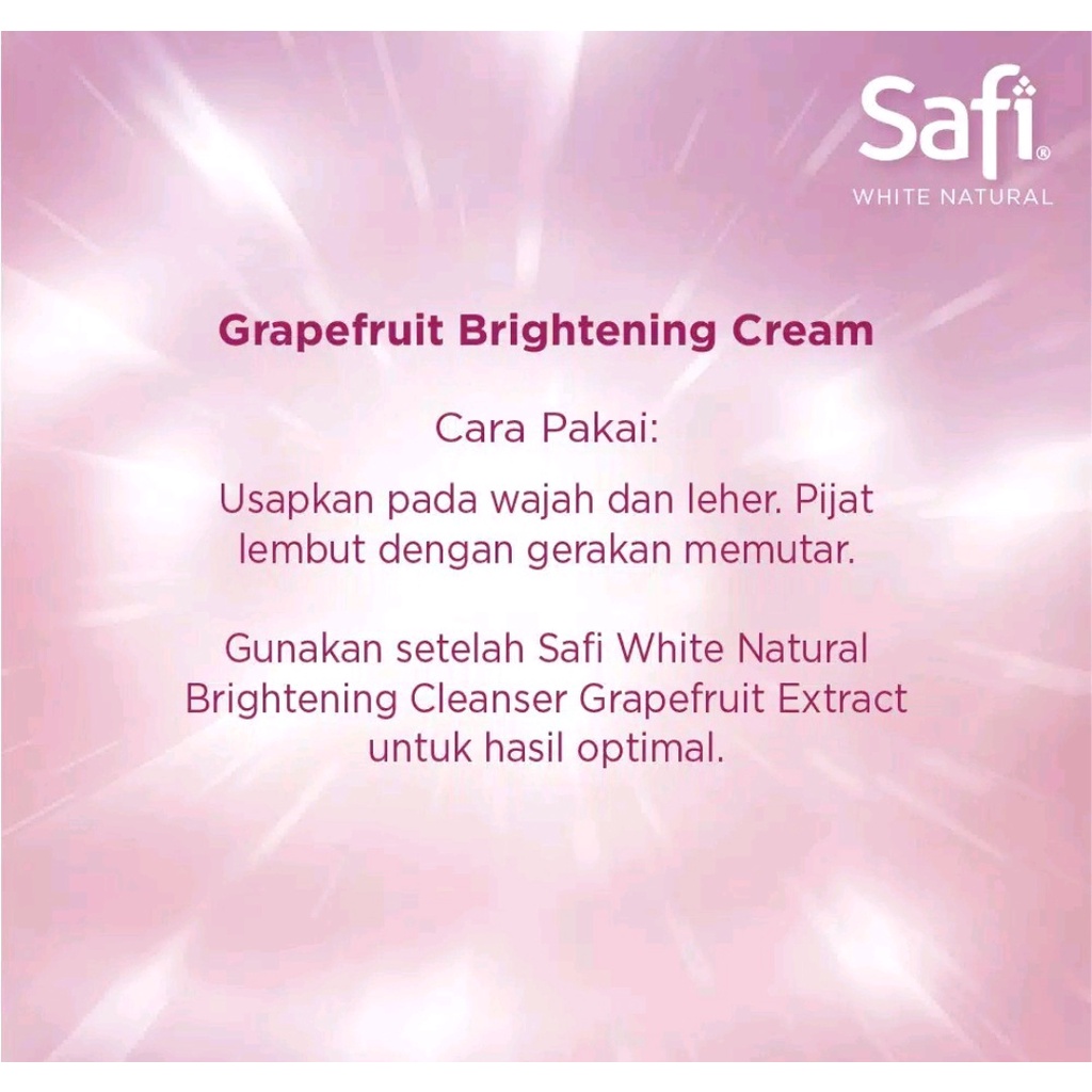 safi white natural brightening cream | mangosteen | grape fruit 20 gr