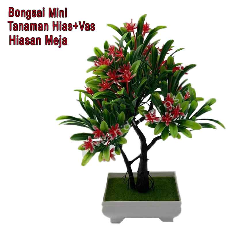 Tanaman hias * Bongsai mini * Penghias meja * Bunga+Vas