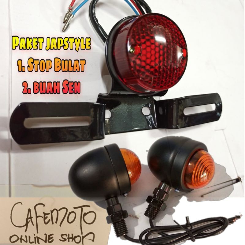 Paket LAMPU STOP REM SEN JAPSTYLE bulat acipi POLOS klasik MURAH japs