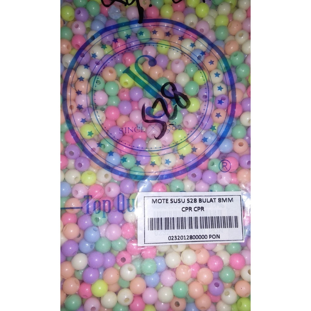 Mote Motif Dop Warna Pastel 8mm 1pon