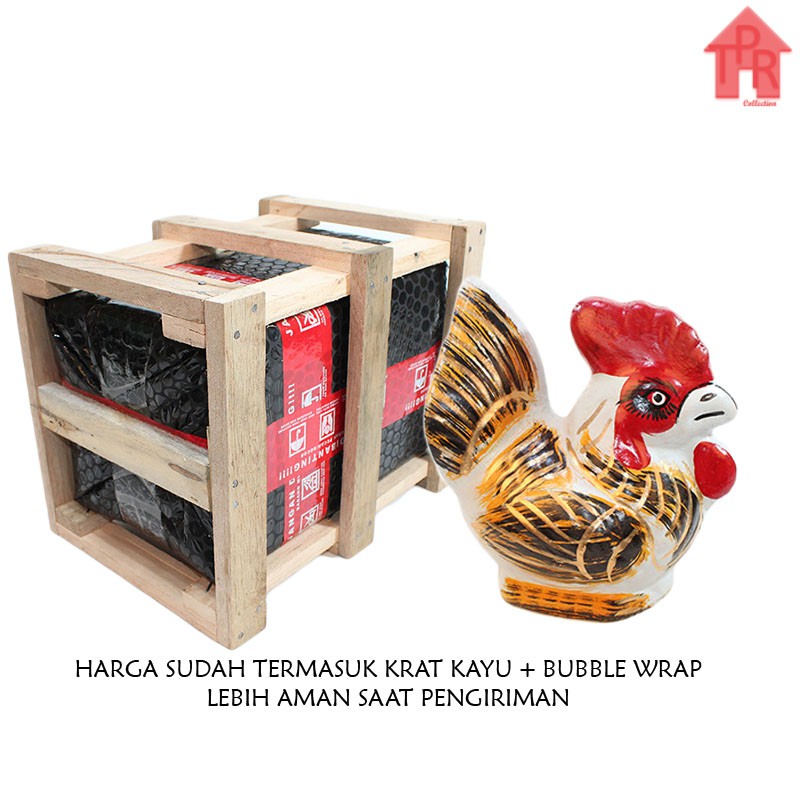 Gerabah | Celengan Ayam Jago -T28 / size - S + packing krat