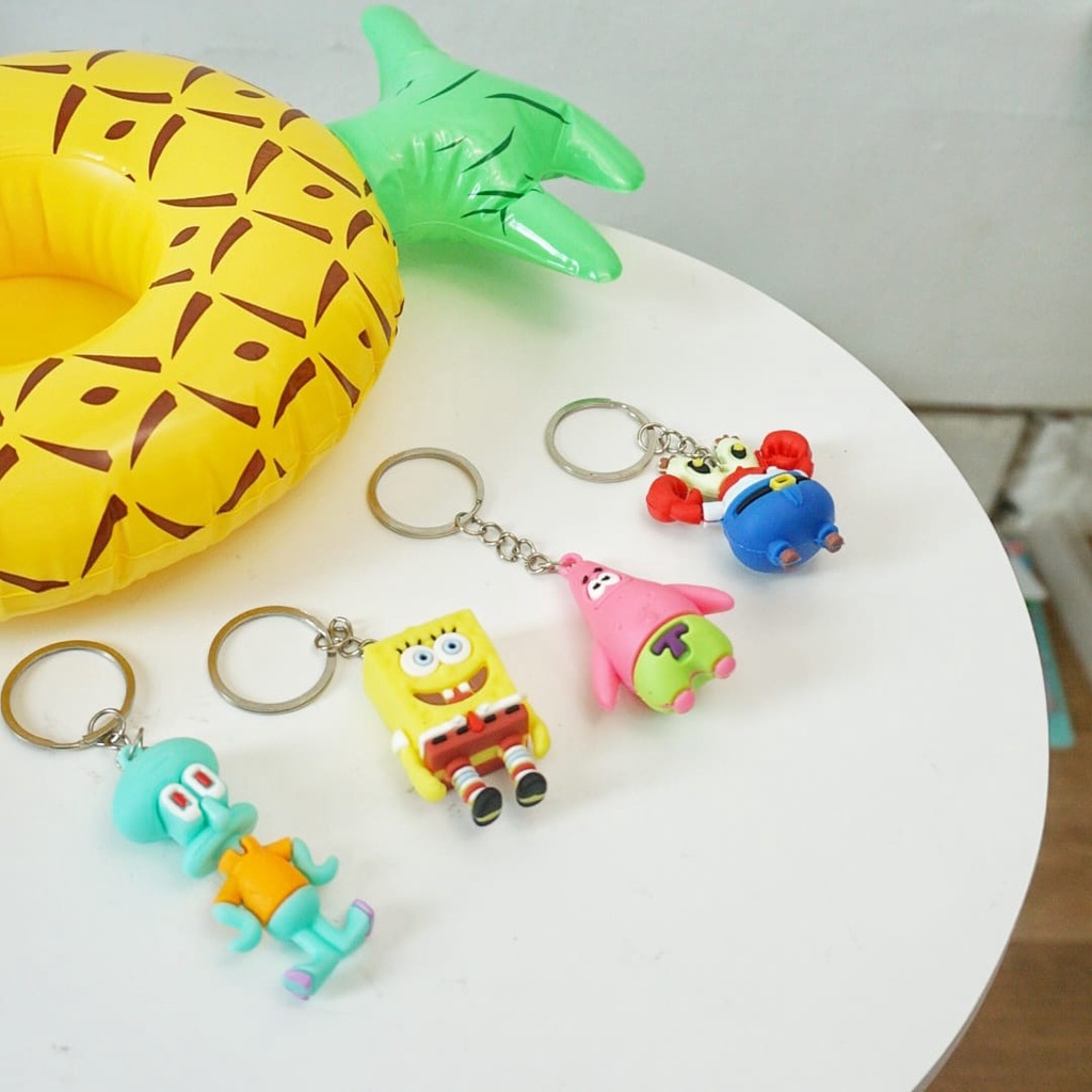 GANTUNGAN KUNCI SPONGEBOB PATRICK MR TUAN KRAB SQUIDWARD KEY CHAIN KEY RING GANCI KRABS