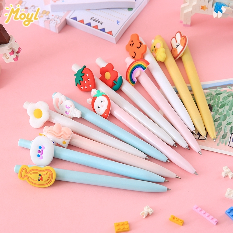 Japanese Creative Cartoon Push-Type Gel Pen 0.5mm Black Ink Cute Girl Signature Pen