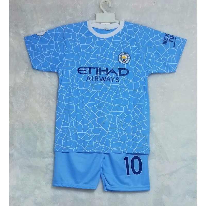 setelan Jersey M.CITY HAALAND/SETELAN BAJU BOLA ANAK LAKI LAKI/GRATIS SABLON NAMA DAN NOMER PUNGGUNG JERSEY M.CITY SIZE XL UMUR 10-11 THN