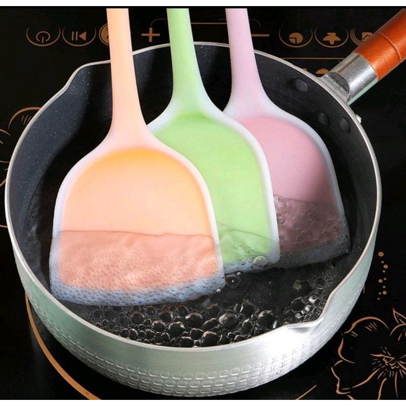 Sodet silicon besar warna-sutil anti panas-spatula murah-alat masak lucu