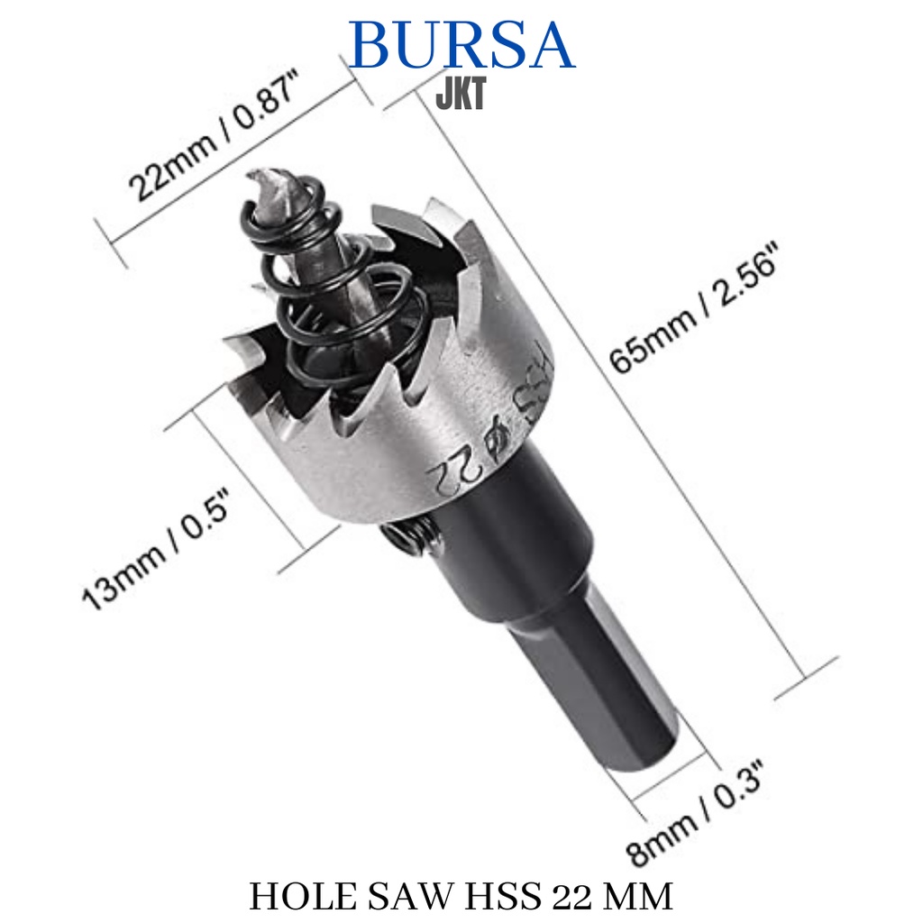 MATA BOR HOLESAW STAINLESS STEEL PELUBANG BESI PLATE METAL DRILLING LOGAM 22 MM