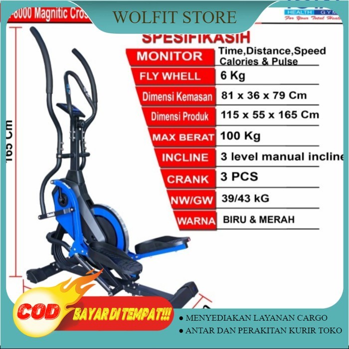 Sepeda Fitnes Elliptical Bike Total Fitnes TL 8000