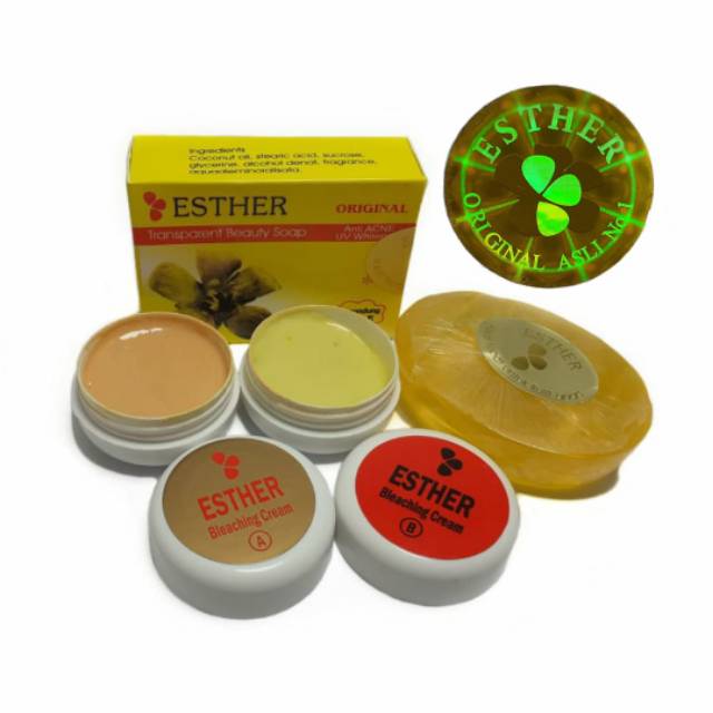 PAKET CREAM ESTHER BLEACHING AB DAN SABUN ANTI ACNE (pot putih)