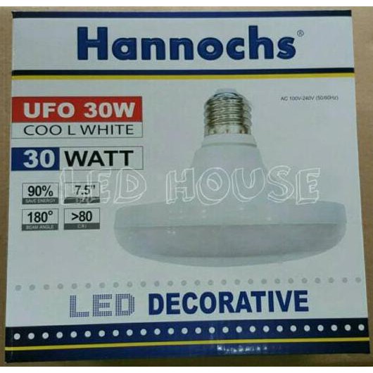 Lampu Hannochs LED UFO 30 watt Decorative Cahaya KUNING Ori