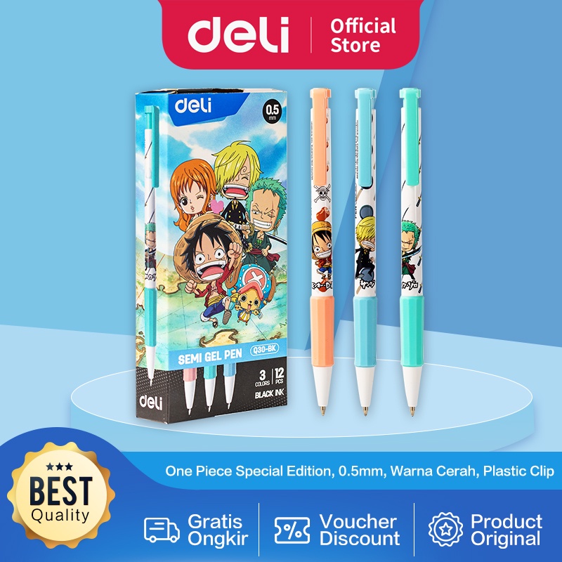 

Deli Semi Gel Pen / Pulpen Cetek Semi Gel 0.5mm Tinta Hitam One Piece Penulisan Halus dan Lancar 12 pcs