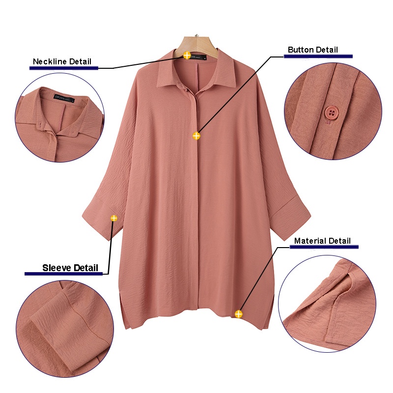 ZANZEA Women Muslim Casual Solid Irregular Hem Button Down Casual Loose Blouse
