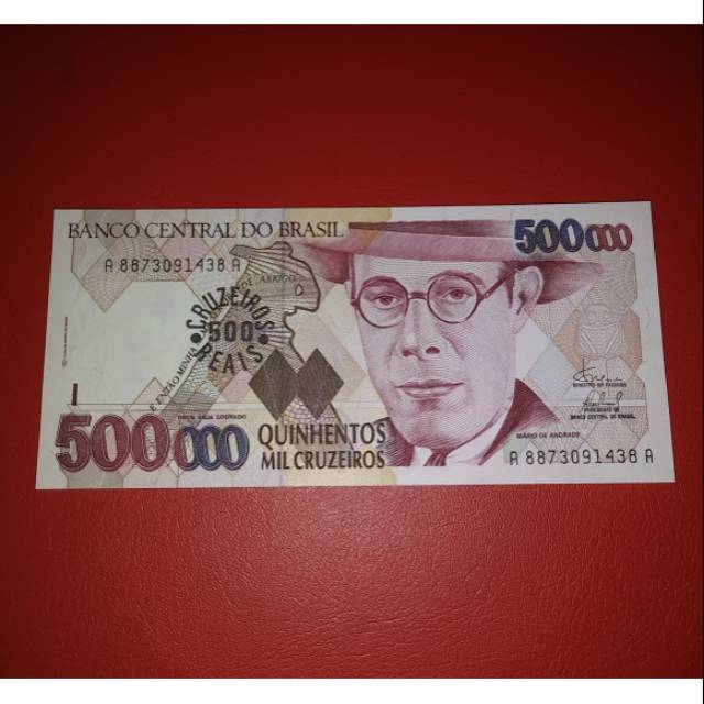 Uang Asing Brazil 500000 Cruzeiros