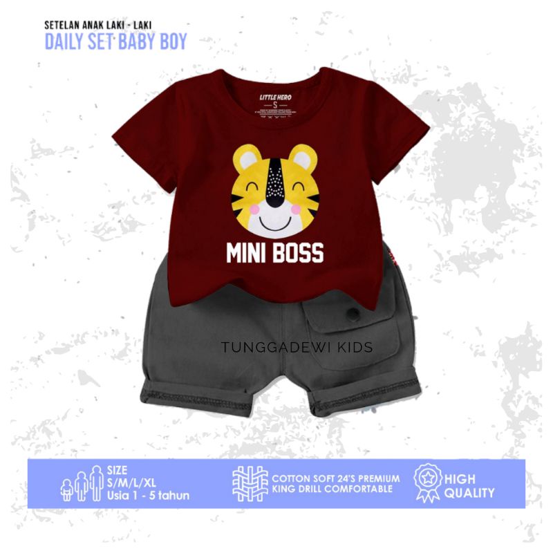 COD Set Baju Anak Laki Laki Lengan Pendek Celana Pendek Katun Combad Usia 1-5 Tahun Motif Gambar War