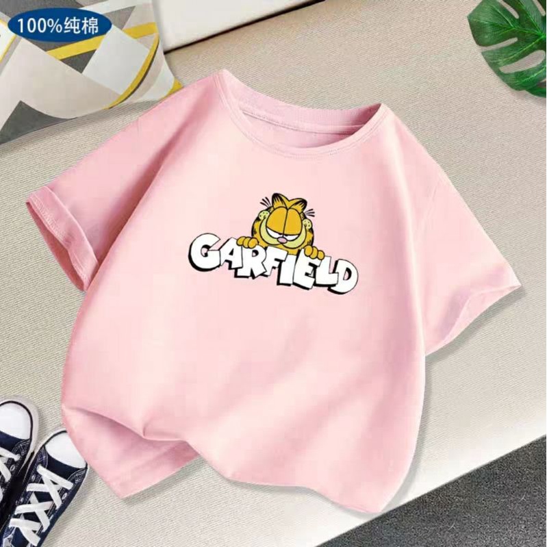 Kaos Distro Anak Cewe/Cowo GARFIELD Baju Oblong Anak Unisex Pakaian Anak Cewe Cowo