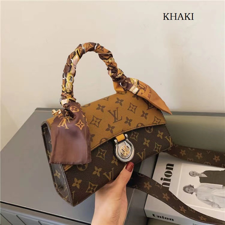 BJ65129 - COFFEE/FLOWER/KHAKI/WHITE - TAS SLEMPANG FREE TWILLY WANITA FASHION IMPORT MODIS ELEGAN TERMURAH TERLARIS TERBARU BAGSTORE JAKARTA TAS BATAM ZC5129