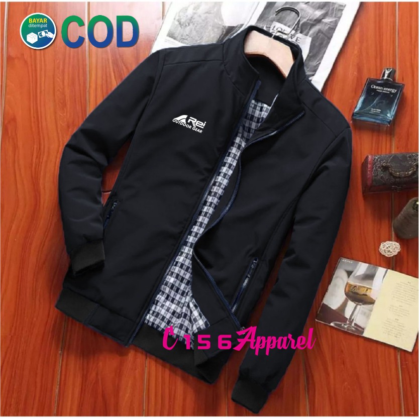Jaket Semi Anti Air Musim Dingin Outdoor Indoor Premium REI-HITAM