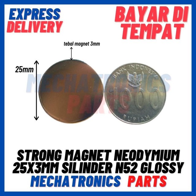 [MGT-9015] STRONG MAGNET NEODYMIUM 25X3MM SILINDER N52 GLOSSY