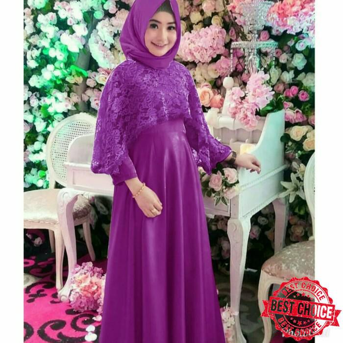Baju Gamis Maxi Wanita Terbaru Pakaian Maxi Brukat Cape Tiara Magent