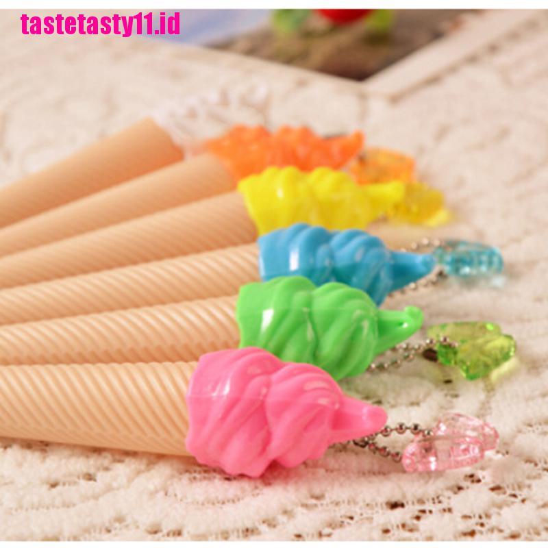 6pcs Pulpen Gel Bentuk Es Krim Warna Permen