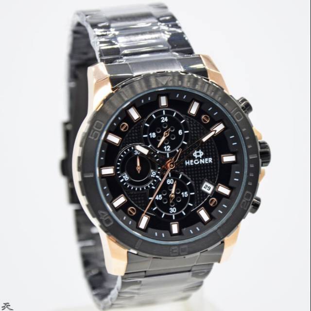 JAM TANGAN PRIA HEGNER 5034 BLACK ROSEGOLD