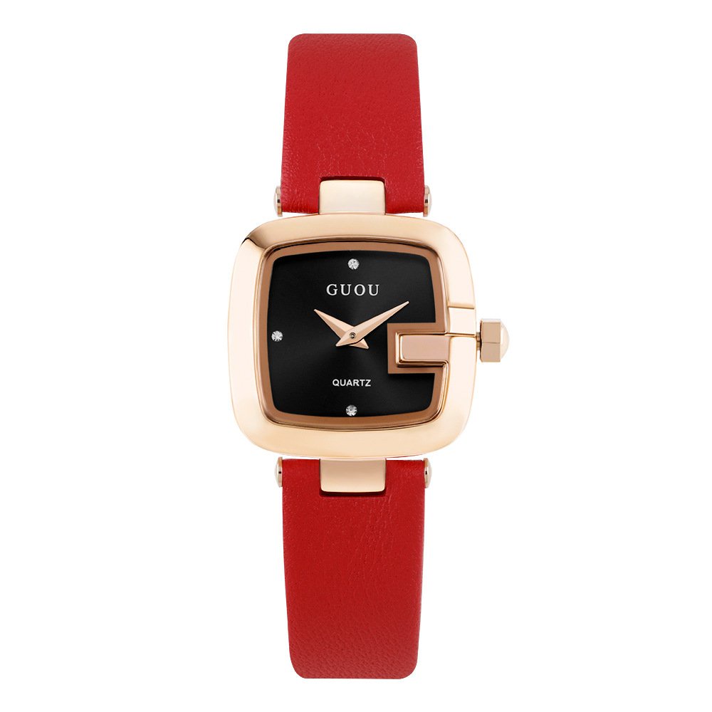 【Factory Outlet】GUOU Watch Wanita Berjaga-jaga Fashion Wanita Square Watch Sederhana Temperamen Watch Dial Kecil