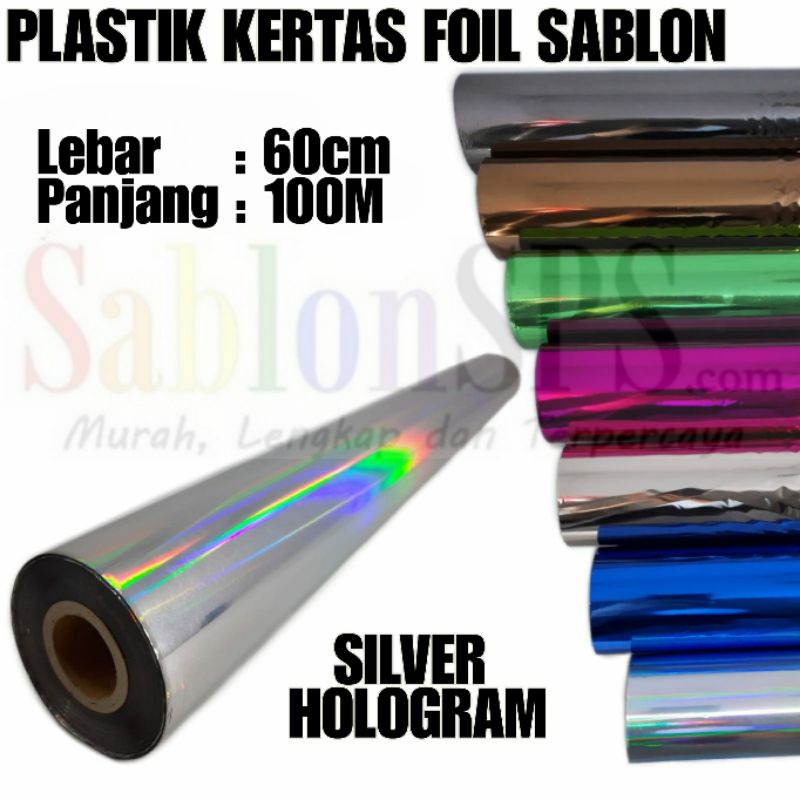 PLASTIK KERTAS FOIL TRANSFER SABLON SILVER HOLOGRAM