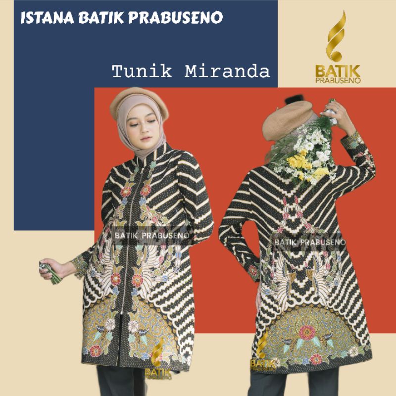 Tunik Miranda Batik Prabuseno Wanita Original Baju Atasan Wanita Formal Tunik Batik Busui