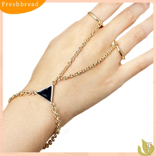 Fresh| Gelang Sambung Cincin Bahan Alloy Warna Gold Gaya Punk Untuk Wanita