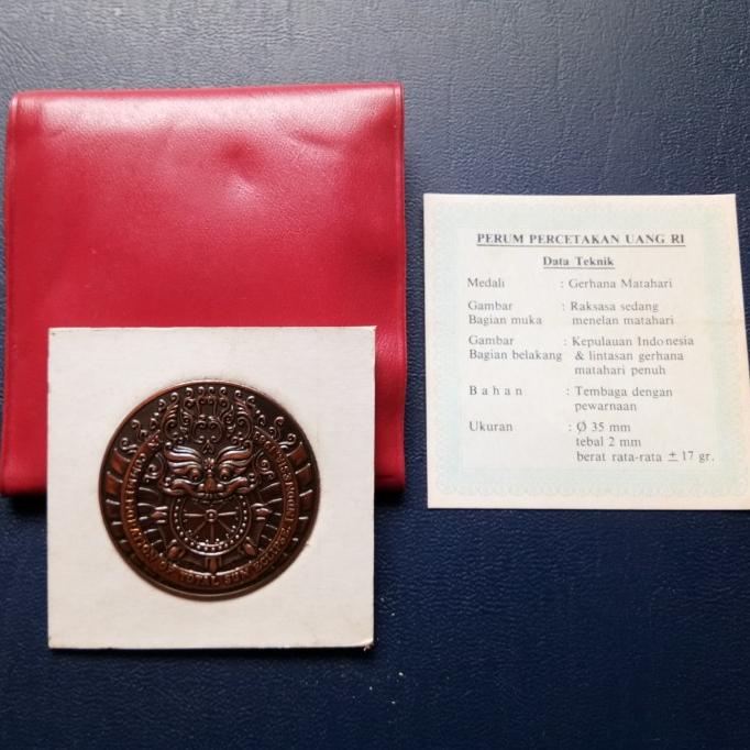 Koin Medali PERURI Gerhana Matahari 1983 + Holder + Sertifikat Teknis