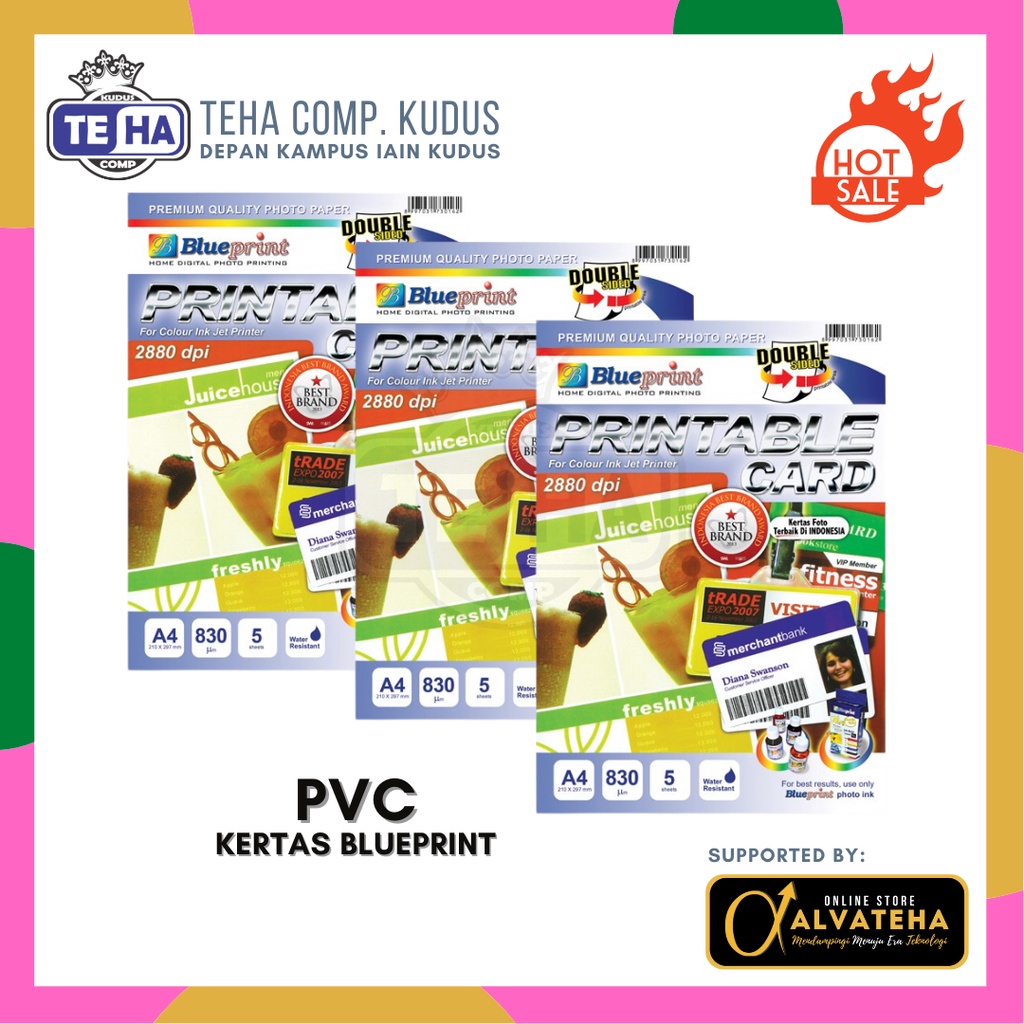 Kertas PVC ID Card 5 Set A4 BLUEPRINT PVC Card Berkualitas