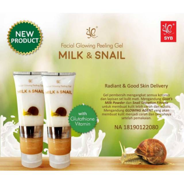 READY STOCK ! SYB Facial Glowing Peeling Gel Aloe Vera Milk &amp; Snail Charcoal Peeling Wajah 130 ml Tube (Victoria)