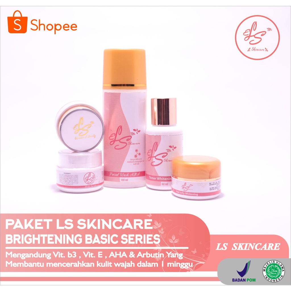 PAKET LENGKAP LS SKIN CARE BPOM BASIC CREAM PEMUTIH WAJAH GLOWING KOSMETIK KRIM BRIGHTENING