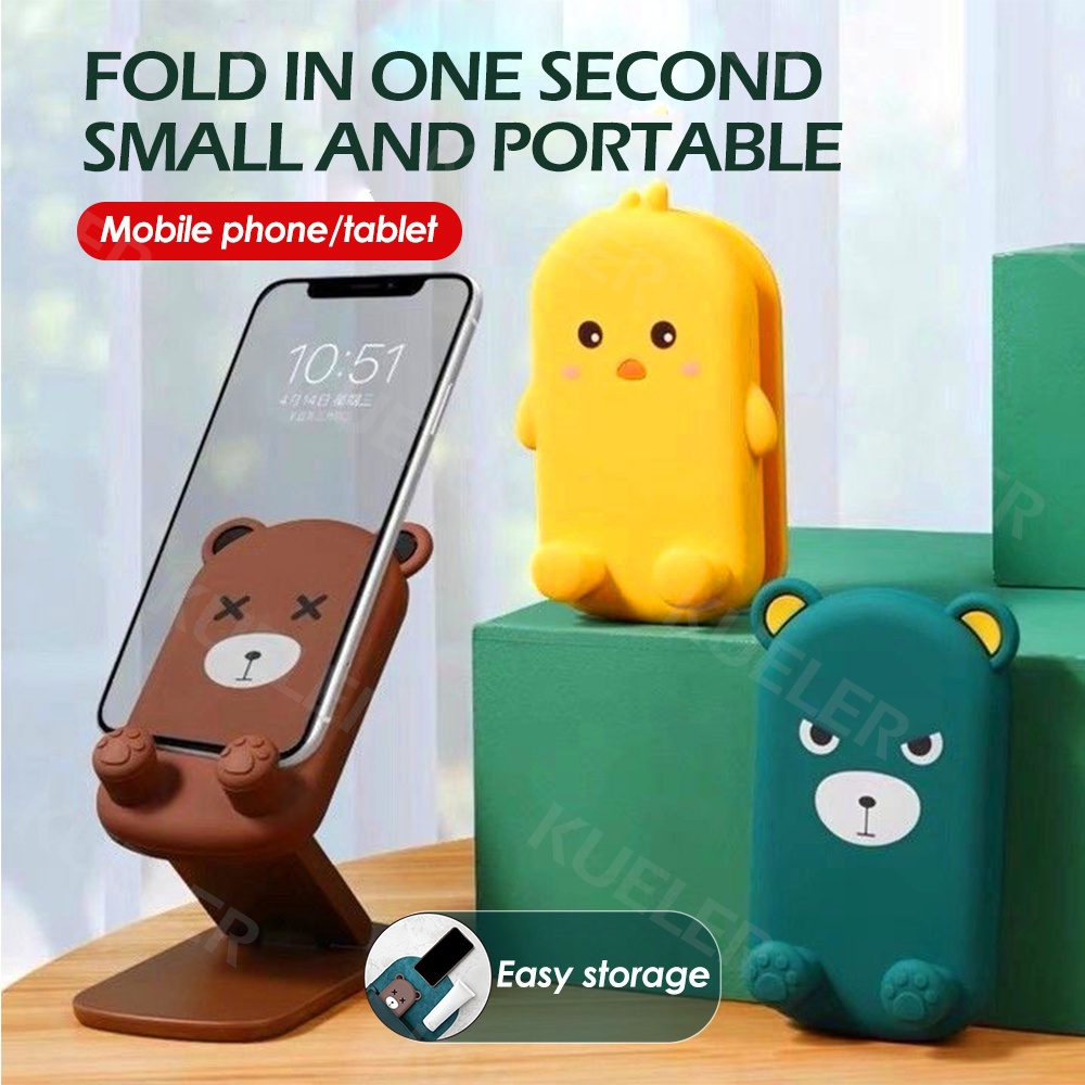 Cellphone Stand Cute Cartoon Bear Portable Foldable Lifting Mobile Phone Stand Desktop Cellphone Holder