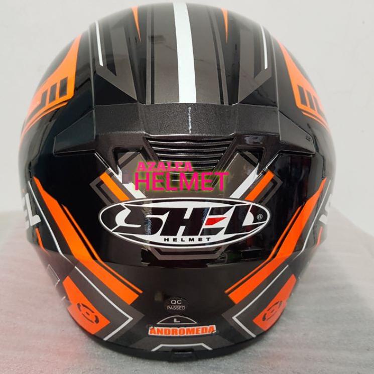 Top Produk.. Helm SHEL EXCEL Motif ANDROMEDA Black Orange