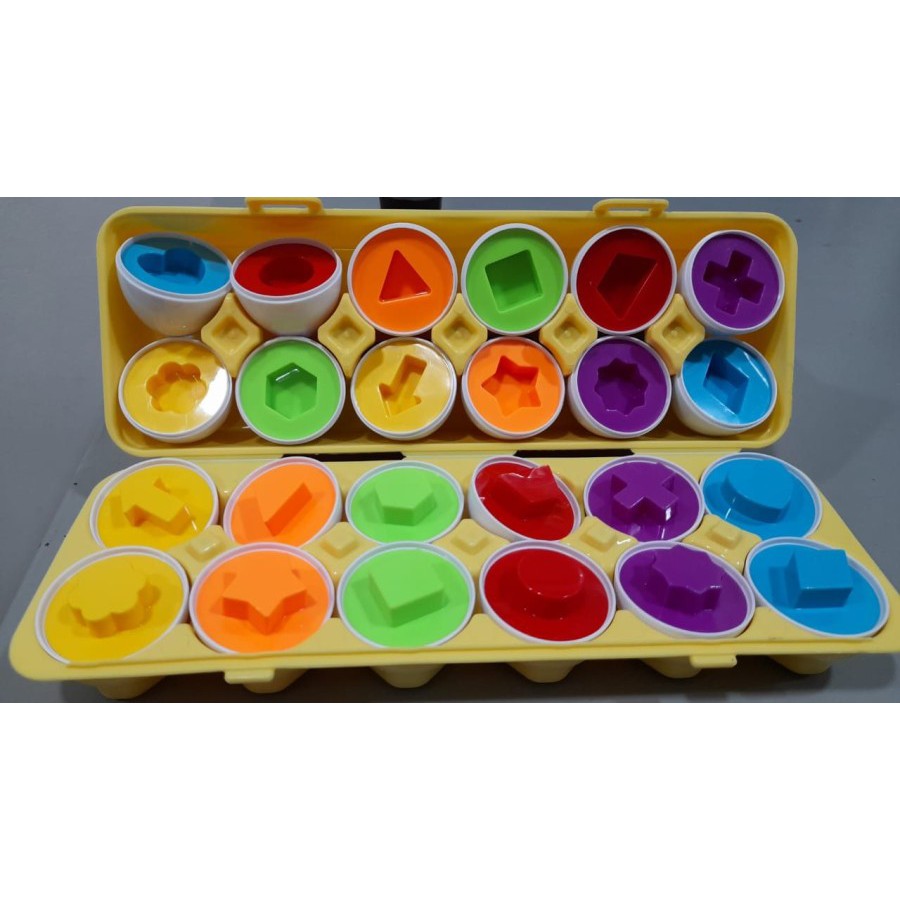 Mainan Edukasi Anak Color Matching Eggs Set Learning Numbers atau Shapes