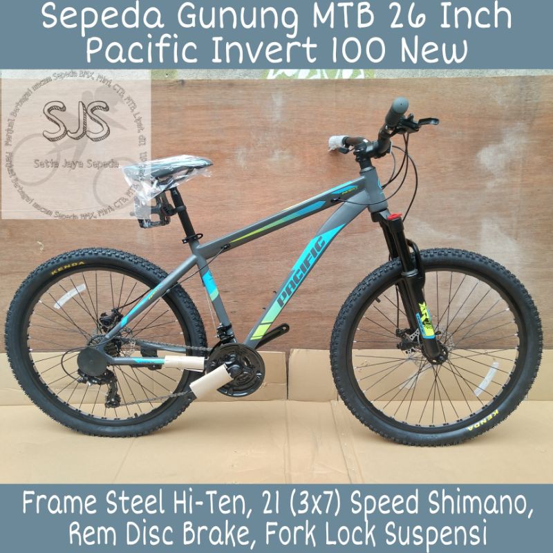 Sepeda Gunung MTB 26 Inch Pacific Invert 100 New Steel Hi-Ten 21 Speed