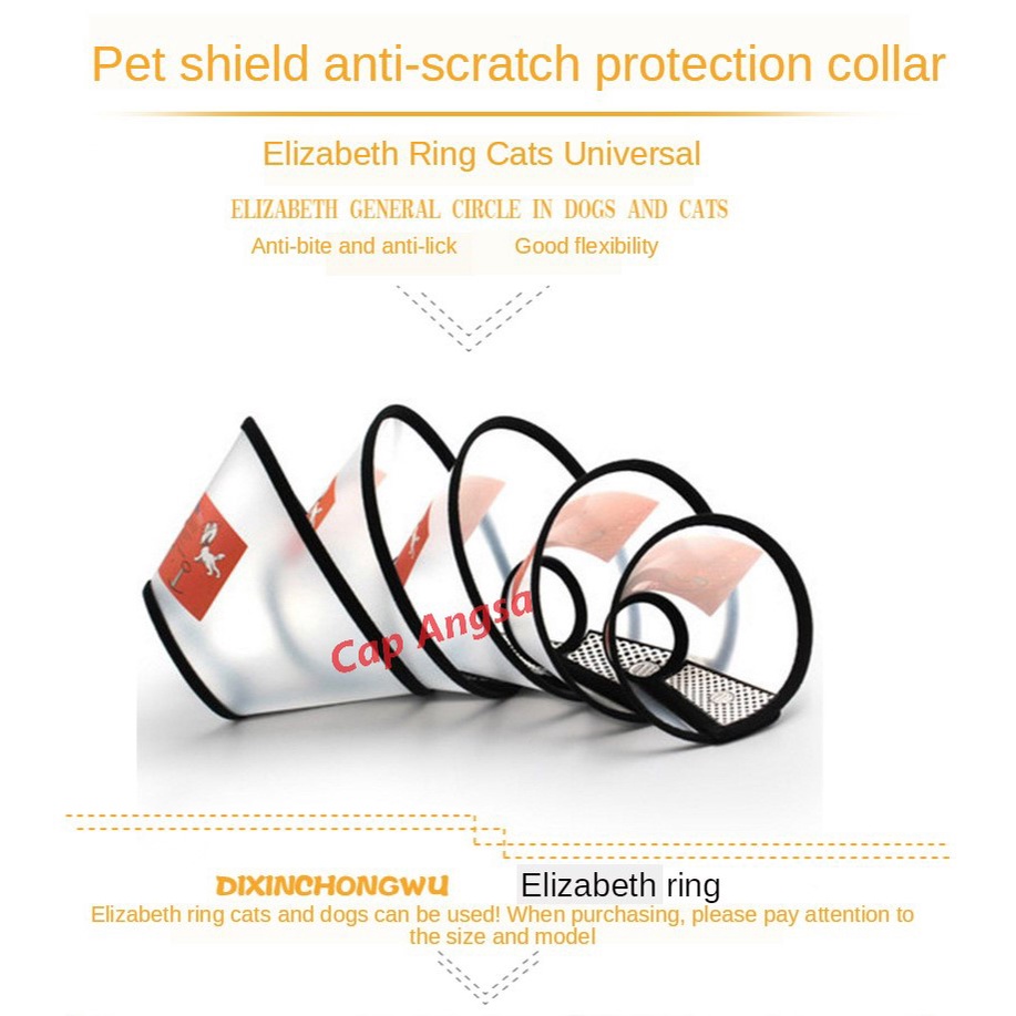 PET PROTECTION CONE COVER ELISABETH COLLAR CORONG PENUTUP LEHER 5 6 7 KONE SMALL PET COLAR DOG CAT