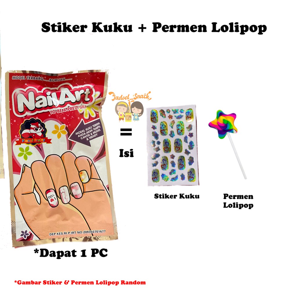 

Permen Stiker Kuku Lolipop 5gr Rasa Buah | Snack Unik Lucu Anak by Jadoel_Snack