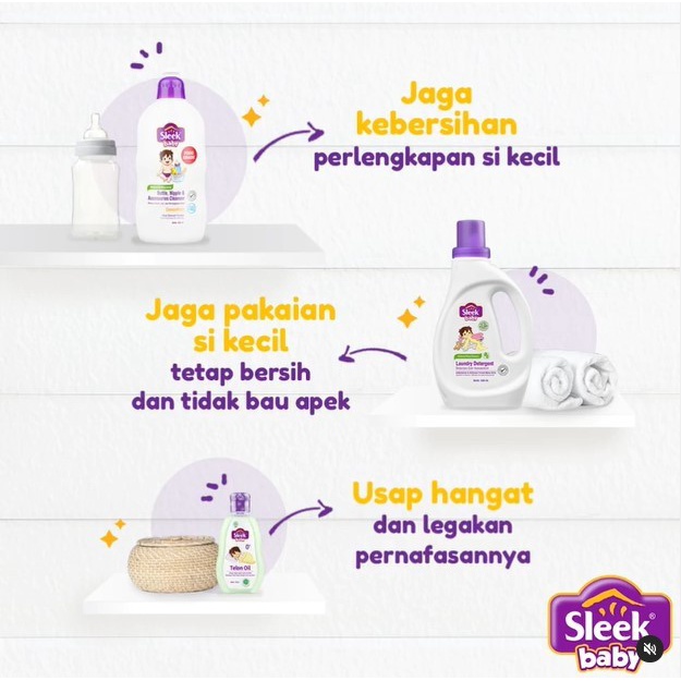 BPOM SLEEK BABY LAUNDRY DETERGENT CAIR REFILL 450ML 500ML &amp; 900ML / DETERJEN PAKAIAN BAYI SLEEK / SYE