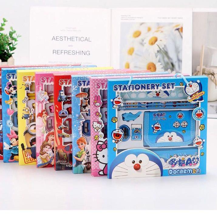 

TERBARU Set alat tulis anak free pouch/ perlengkapan sekolah anak/pensil set 8 in 1 karakter*